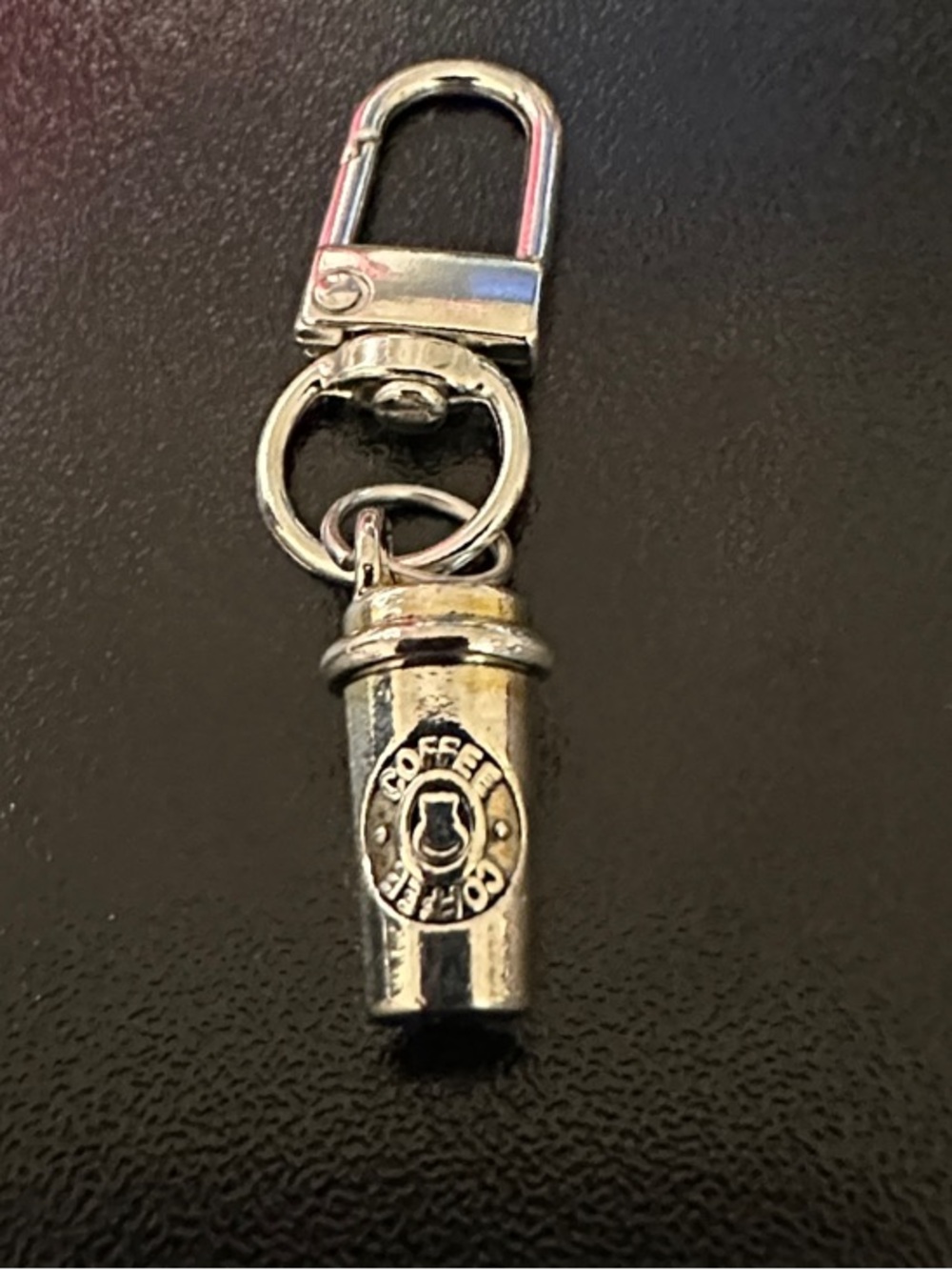 Silver Coffee Cup Keychain Charm / Zipper Pull